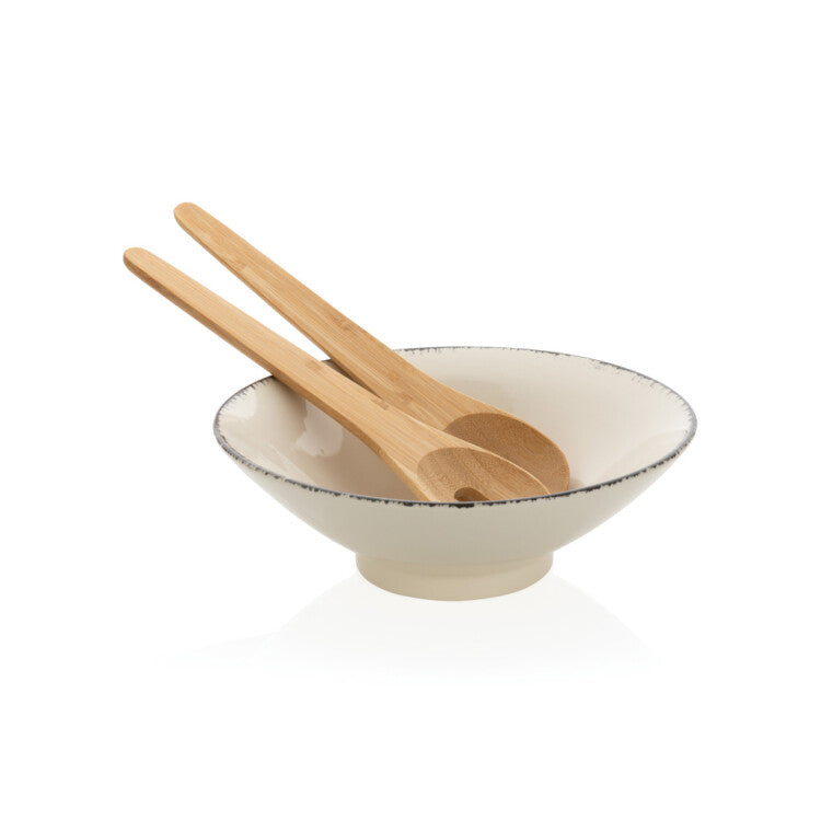 Ukiyo salladsskål med bestick i bambu