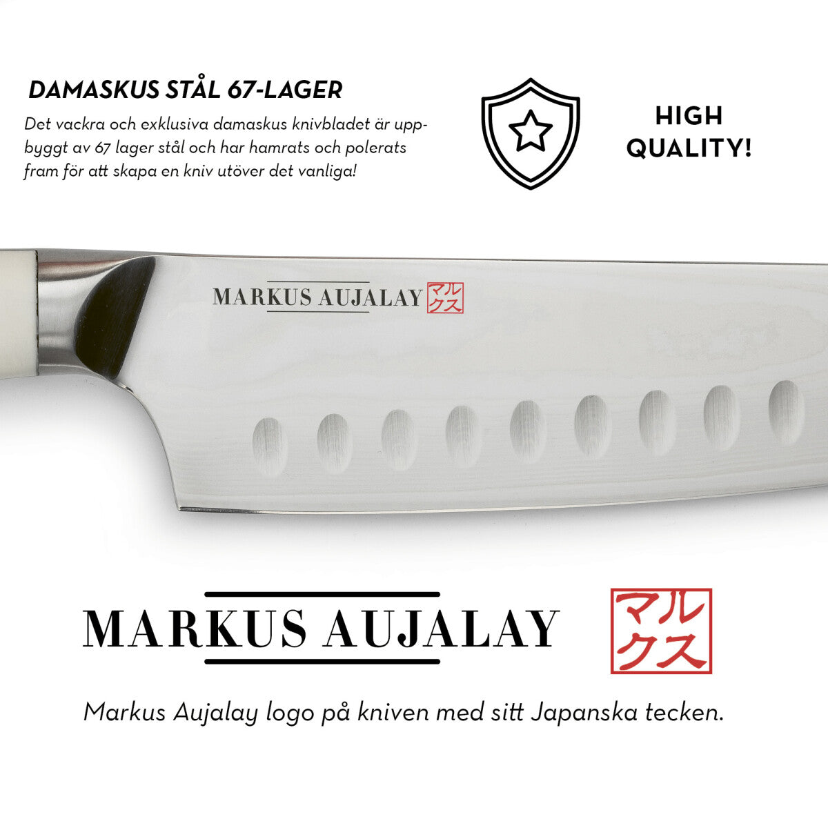 Markus Aujalays japanska damaskus kockkniv 30cm